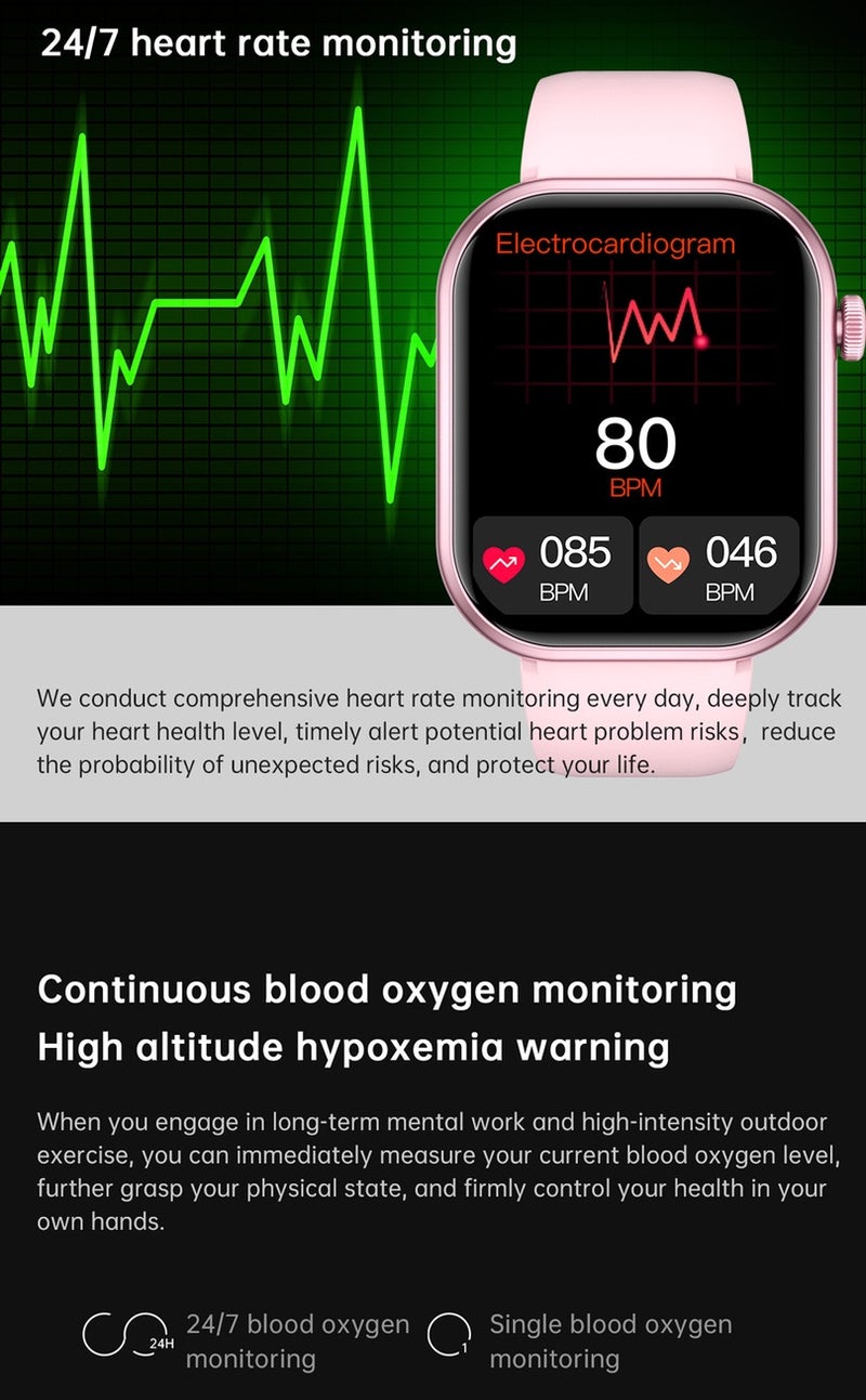 Smart Watch for Men Bluetooth Calling, Heart Rate Waterproof Fitness Tracker, Zinc Alloy Smartwatch for Women Black - Image 2